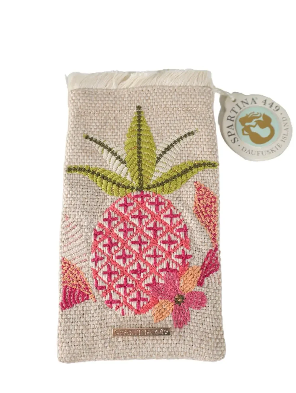 Spartina 449 Canvas Embroidered Sunglass Case - Callawassie Pineapple - NWT